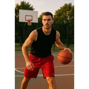 Nike Shorts Men's Large Red Dri-FIT Athletic Gym‎ Streetwear Basketball Comfort